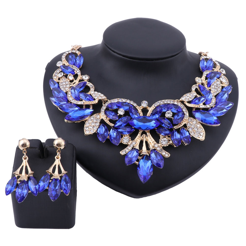Moda Rhinestone Kryształ Choker Naszyjnik Dla Kobiet Oświadczenie Naszyjniki Kolczyk Wedding Party Biżuteria Ustawia_voghion.com