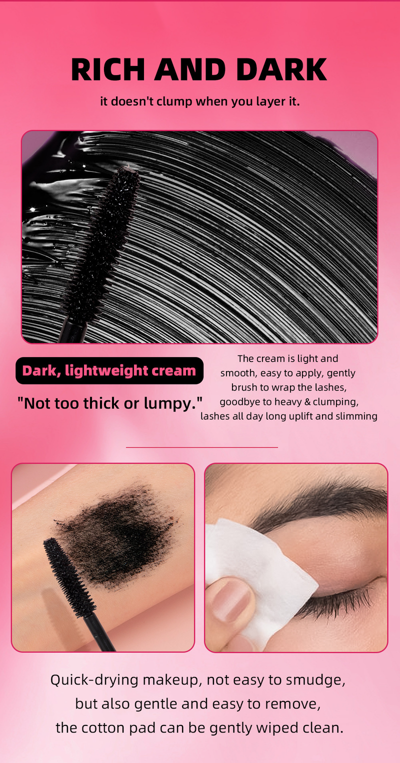 Carina QIBEST Eye Black, wasserfest, klischeehaft, verwischt nicht, dick, lockig, schmal und lang, Mascara-Grundierung, Make-up_voghion.com