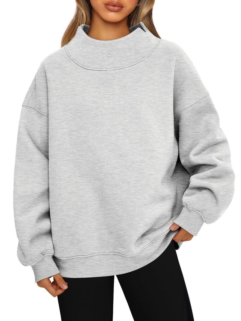 Women's sweatshirt long sleeve turtleneck pullover sweatshirt casual sweatshirt fleece top_voghion.com
