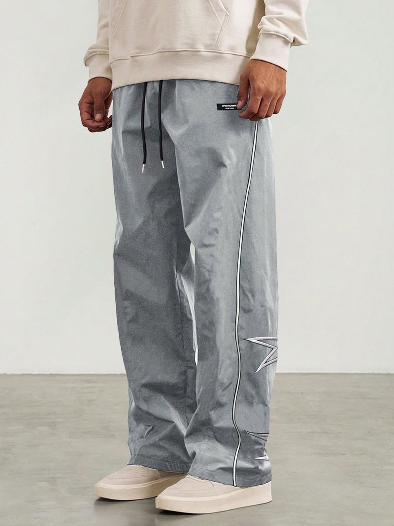 Men’s Casual Pants – Retro Loose Fit With Cosmic Embroidery, Drawstring Waist (S-XXL, 5 Colors) – Lightweight & Breathable For Summer_voghion.com