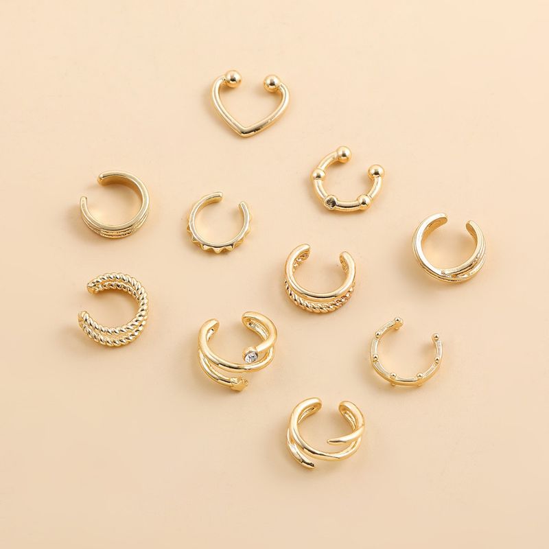 Juego de 10 pendientes minimalistas con forma de C y clip para la oreja sin perforar, accesorios Yiwu_voghion.com