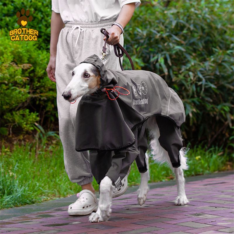 Nuovo impermeabile regolabile per cani, copertura completa per cani di taglia media e grande con poncho antipioggia con cappuccio a quattro zampe laminato_voghion.com