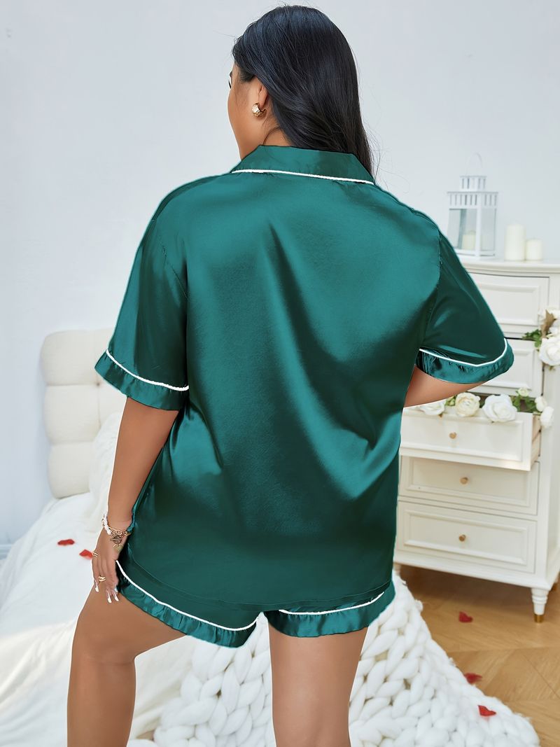 Women's Sleepwears Pajamas Set Home Wear Double Short Satin Casual Comfortable Silk Plus Size Slim_voghion.com