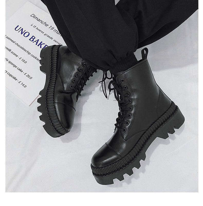 Men's Shoes Martin Boots Men's British Style High Top Leather Boots With Side Zippers Autumn And Winter New Martin Work Boots_voghion.com
