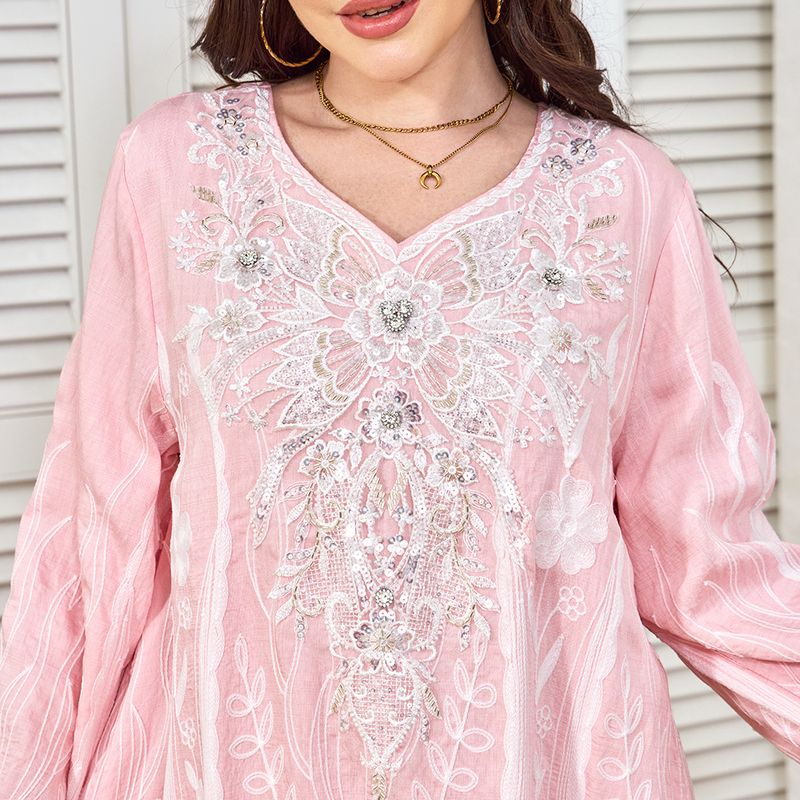 Fashionable New Muslim Robe Women's Long Embroidered Elegant Pendant Dubai Party Evening Dress_voghion.com