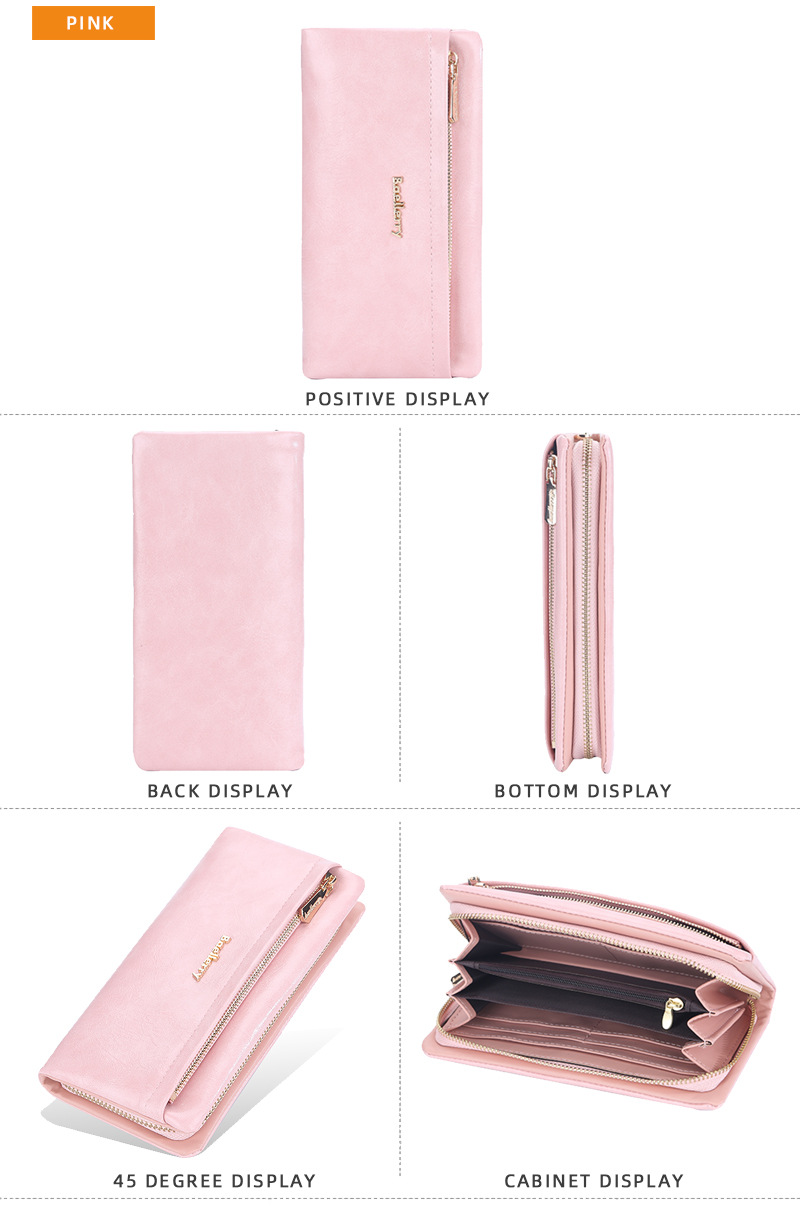 Baellerry Carteira Feminina Nova Chegada Longa Compartimento para Vários Cartões Bolsa Clutch de Alta Qualidade Moda Carteira para Celular_voghion.com