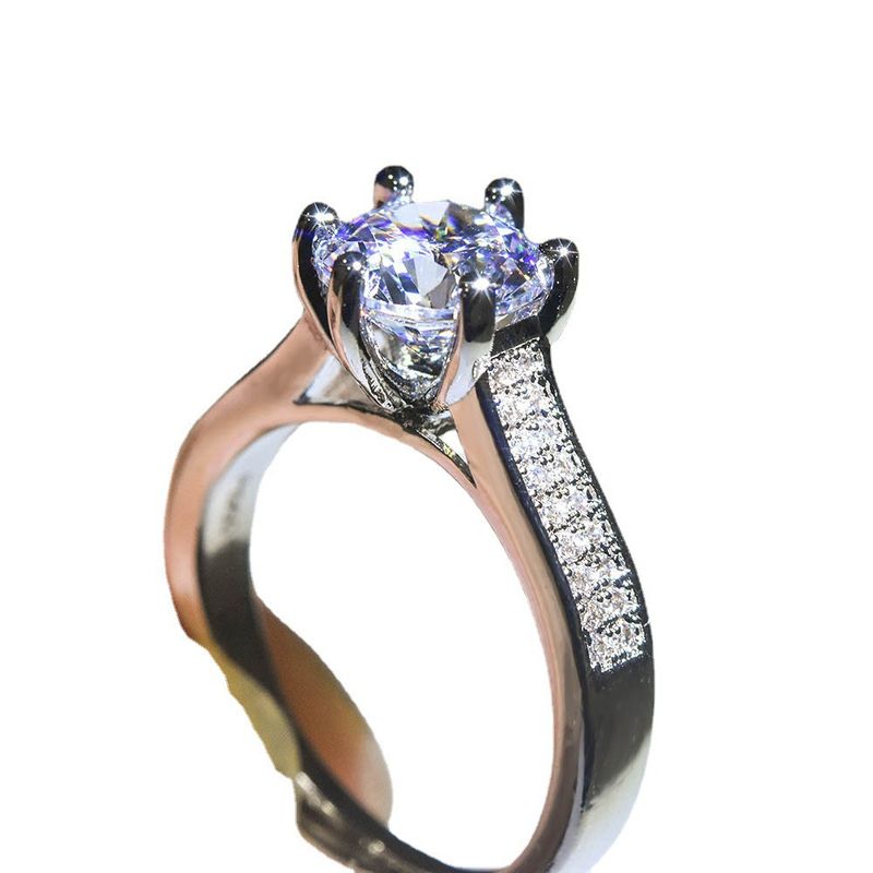 Live Broadcast Plated PT950 Inlaid Hearts Eight Arrows Zircon Simulated Moissanite Half Wall Of The Kingdom Ring For_voghion.com