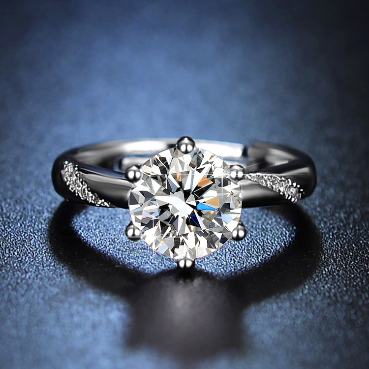 Hvitt gull moissanite hjerte åtte pil for kvinner, en karat spirituell seks klør giftering, direktesending_voghion.com