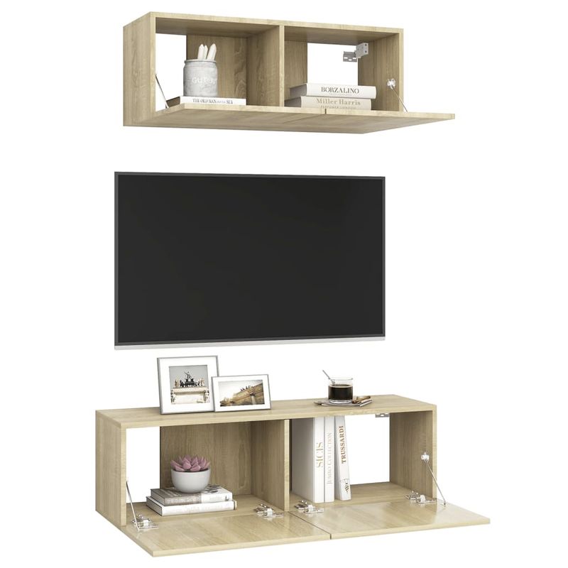 2-tlg. TV-Schrank-Set Sonoma-Eiche Holzwerkstoff_voghion.com