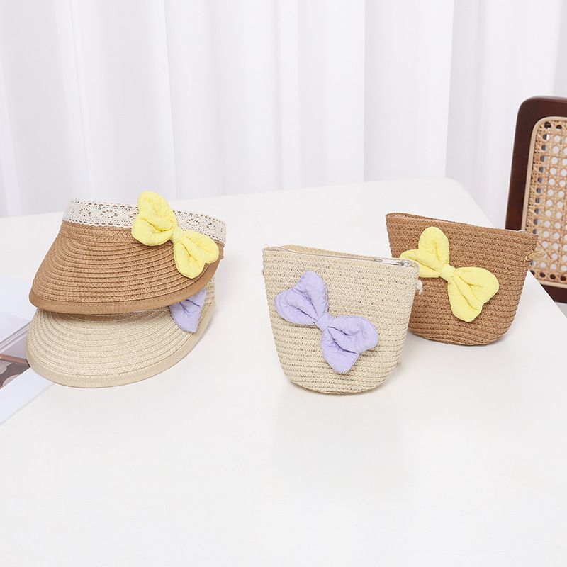 Cappello estivo in paglia per bambini, cappello da bambina con parte superiore vuota, protezione solare da spiaggia_voghion.com