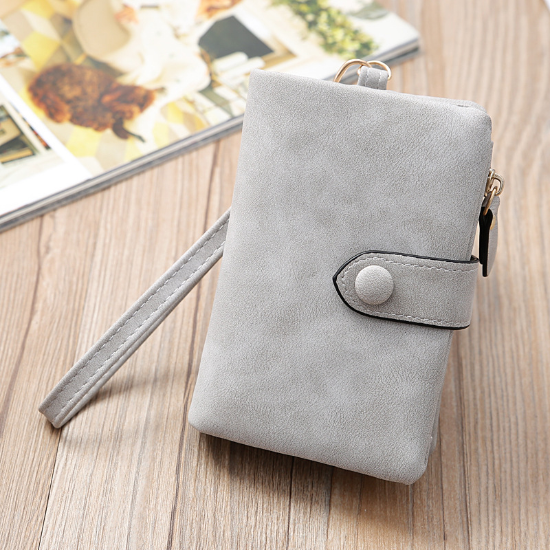Portamonete piccolo con pochette lunga con cerniera lunga da donna, portafoglio corto opaco retrò in nuova versione coreana_voghion.com