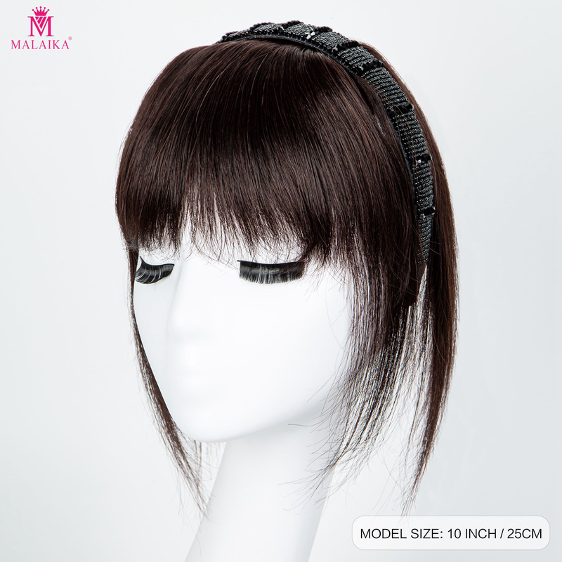Toppers de cabelo humano com franja para mulheres, clipe em franja com faixa, peruca reta para desbaste de cabelo, coque_voghion.com