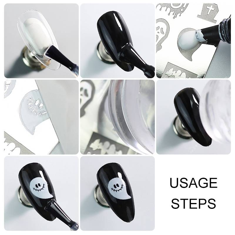Stampo per unghie Testa in silicone trasparente per la cura delle unghie in Francia con piastra per timbri per nail art con cappuccioModelli per stampini per unghie trasparenti_voghion.com