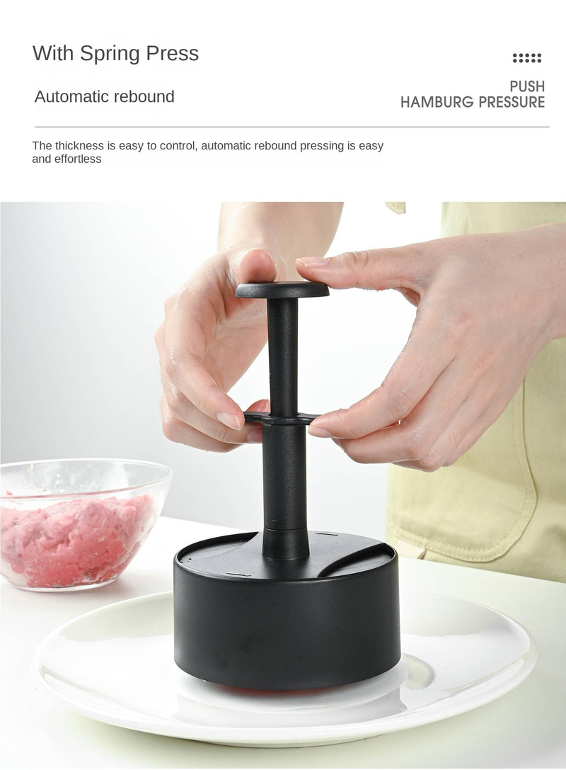 Prensa de hamburguesas Manual redonda, máquina para hacer hamburguesas de ternera antiadherente con 100 papeles de aceite de silicona para cocina casera_voghion.com