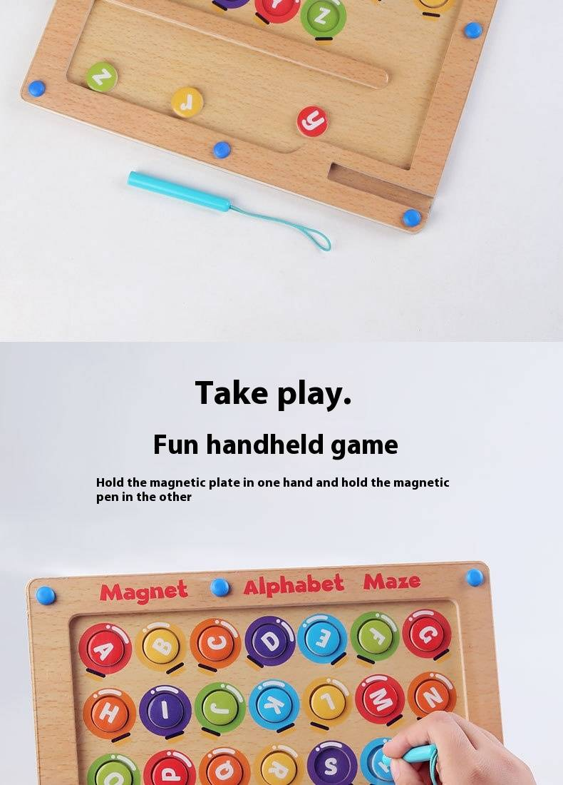 Ahşap Oyuncaklar çocuk bulmaca oyuncakları, dijital renk sınıflandırması, biliş, Montessori öğretim araçları, manyetik kalem hareketi, boncuk yürüyüş labirenti_voghion.com
