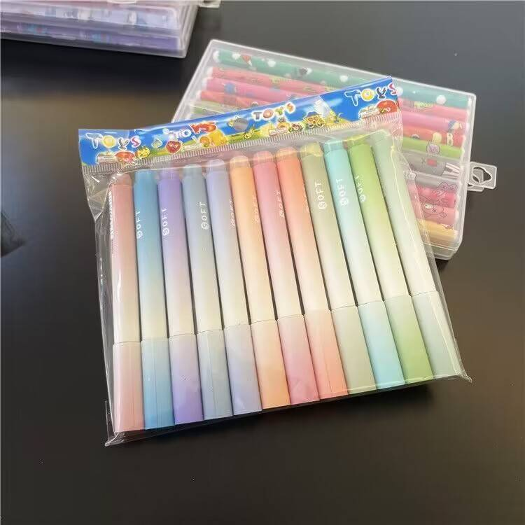 Unisex Bag packed gradient color fluorescent pen eye protection fluorescent pen student key mark pen creative color hand account pen_voghion.com