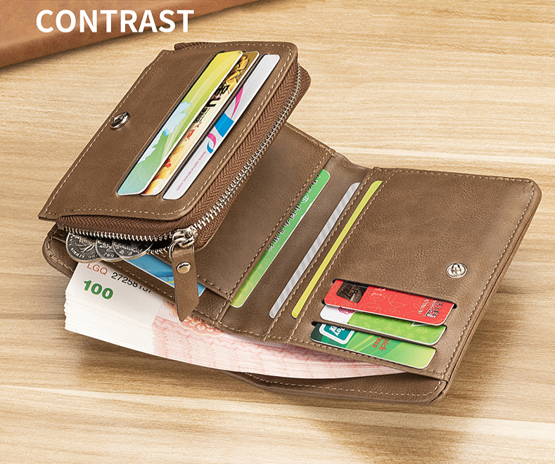 Wallet Card Cases New Retro Men's Short Wallet Card Holder With Multiple Card Slots And Coin Purse In Stock_voghion.com
