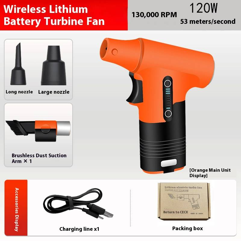13W RPM Turbo Handheld Fan With Rechargeable Battery - Powerful Portable Blower For Camping, Outdoor & Home Use (Grey/Orange/Yellow/Green)_voghion.com
