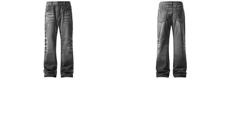 Men's Clothing Autumn Niche Design Pants Cat Whisker Faded Jeans - Retro American Straight Leg With Subtle Flare For Autumn (Black & Blue, 7 Sizes)_voghion.com