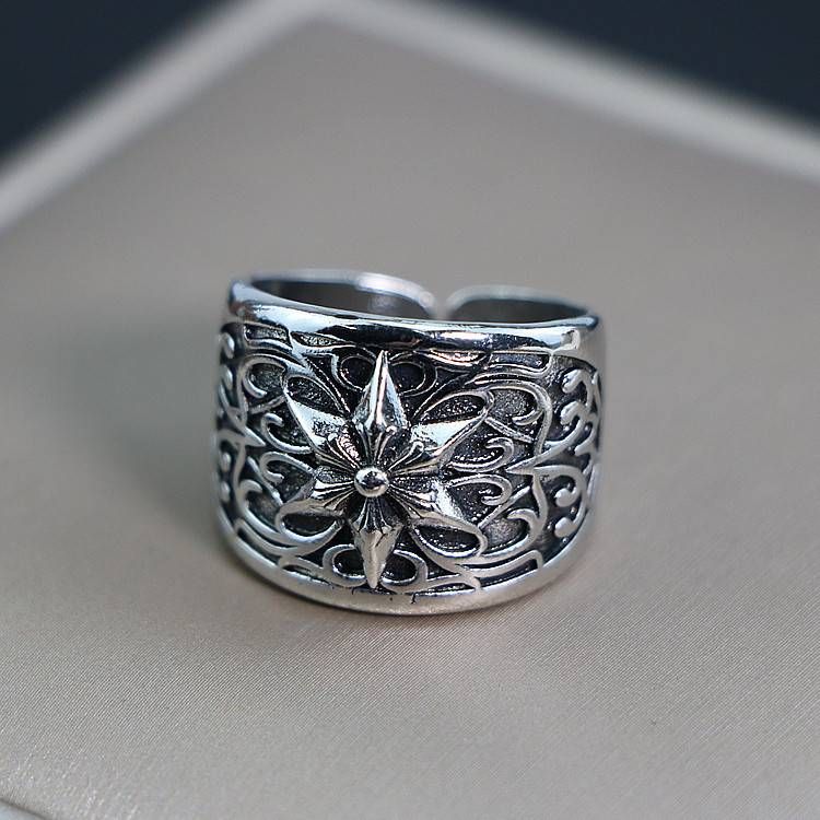 Unisex Retro Fishbone Ring Niche Hip Hop Ring Domineering Punk Classic Style_voghion.com
