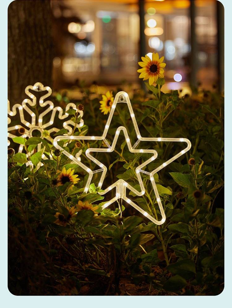 Luces LED solares decorativas para jardín OLDSIXTH: diseños de copos de nieve, estrellas, ciervos y árboles de Navidad_voghion.com