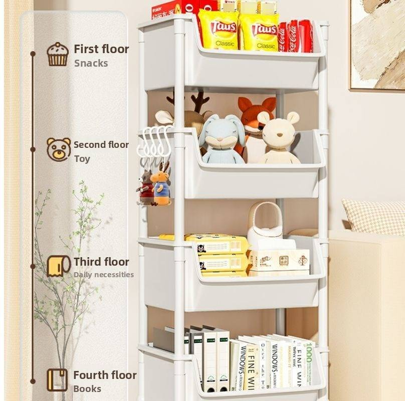Carrello portaoggetti per snack domestici, organizer da pavimento multistrato per soggiorno, cucina mobile per frutta e verdura_voghion.com