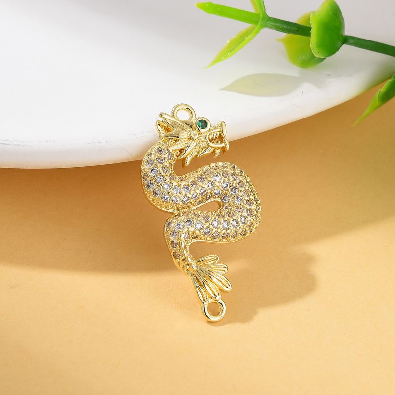 1 pièce 30*16mm trou 1~1.9mm connecteurs pendentif dragon en cuivre zircon_voghion.com