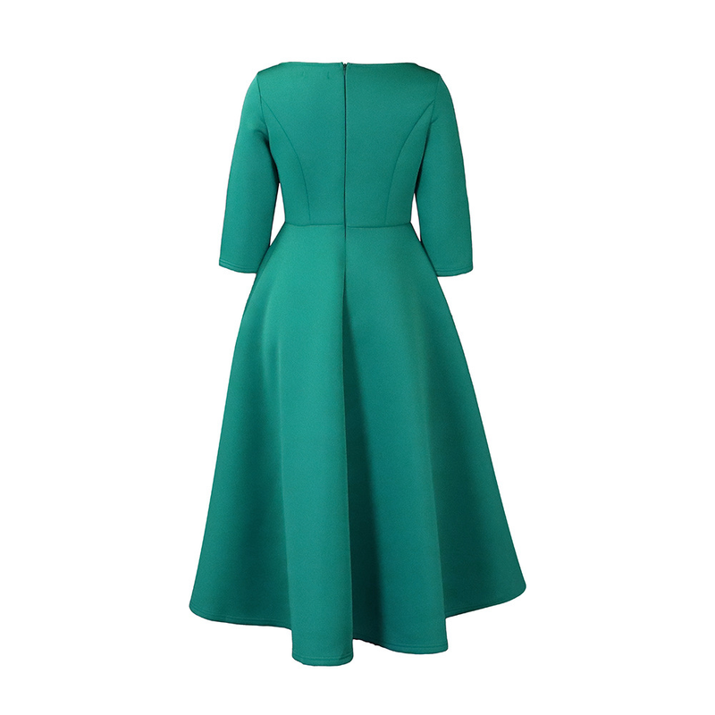 Women's solid color large swing skirt temperament evening dress skirt_voghion.com