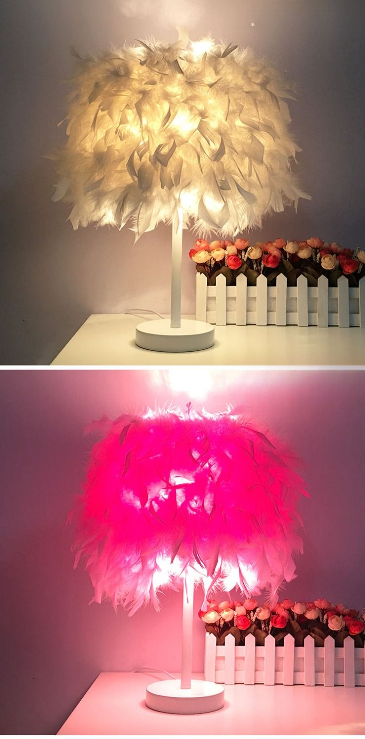Lampada da scrivania in piuma alla moda europea per la camera da letto_voghion.com