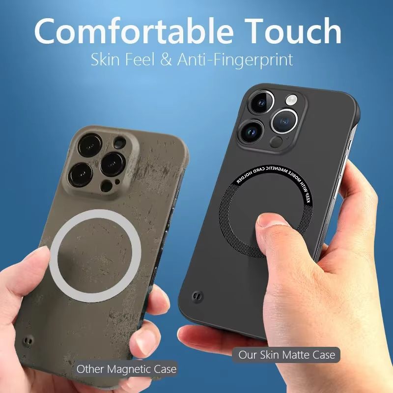 Rahmenlose Hülle 13 12 11 16E Schlanke magnetische Handyhüllen für iPhone 15 14 Pro Max 16 Plus Cover_voghion.com