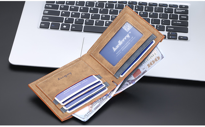 Baellerry Men Wallets Short Name Engraving Card Holder Classic Male Wallet Simple Photo Holder Name Engraved Brand Men_voghion.com