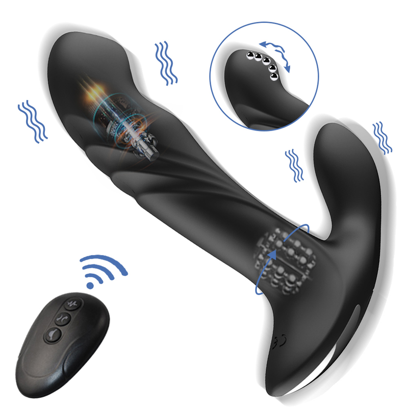 Dildo Remote Control Vibr Dual Vibrating Swing Butt Plug Male Prostate Massager Anus Dil Metal Beads Rotat      ating_voghion.com