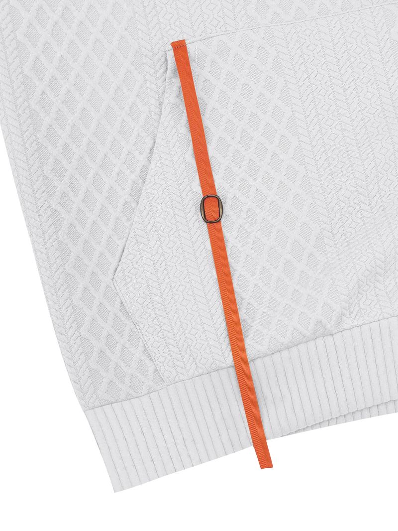 Herrenbekleidung – Kapuzenpullover mit Reißverschluss und Jacquard-Details – Streetwear-Pullover mit mehreren Taschen | Lässige Sportbekleidung in Weiß/Grau/Schwarz/Khaki/Armeegrün_voghion.com