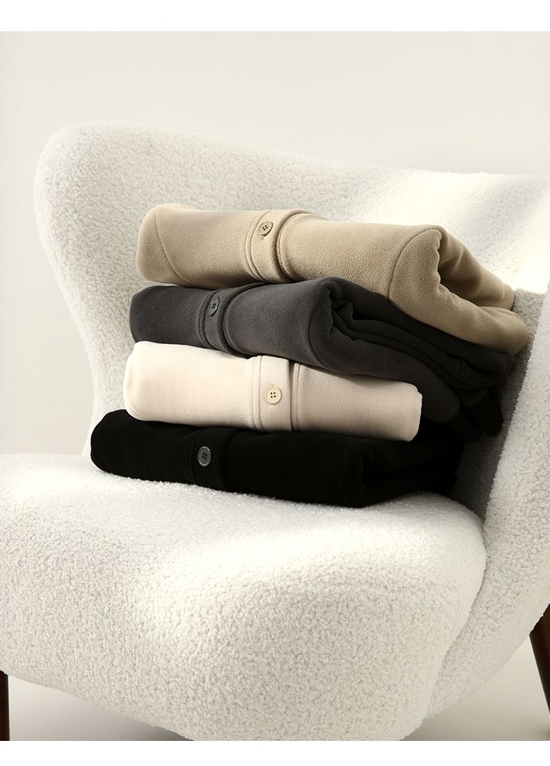 Autumn Winter Solid Color Fleece Button Cardigan Women Korean Style Warm Long Sleeve Top Versatile Slim Fit Casual_voghion.com