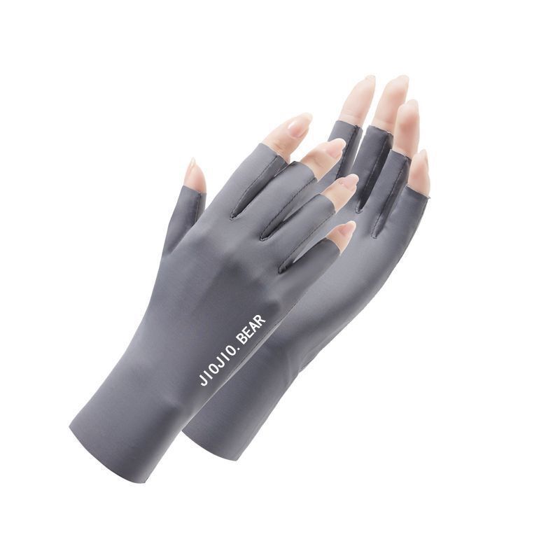 Guanti senza dita con protezione solare Ice Silk per uomo e donna, protezione UV estiva, raccolta del tè all'aperto, nail art, guida_voghion.com