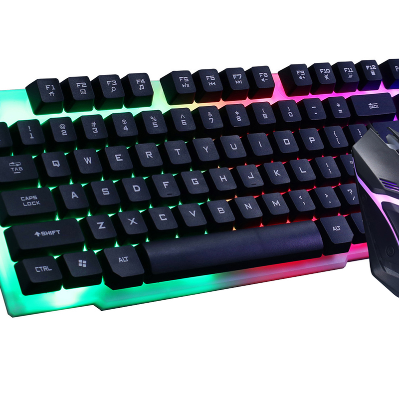 Xinweiqing 2Pcs/Set GTX300 Mouse com fio colorido Backlight Plastic Gaming Keyboard Set para computador_voghion.com