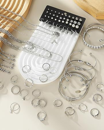 Braccialetti rigidi in oro per donna, set di braccialetti rigidi impilabili multistrato placcati in oro 14k, ciondoli eleganti alla moda, anti-ossidazione, minimalisti, boho testurizzati_voghion.com