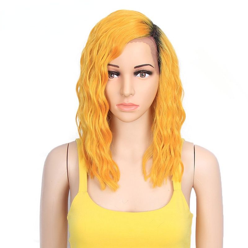 Rebecca peruk 14 inç uzunluğunda kıvırcık saç rengi dantel peruk ön dantel kimyasal elyaf peruk_voghion.com