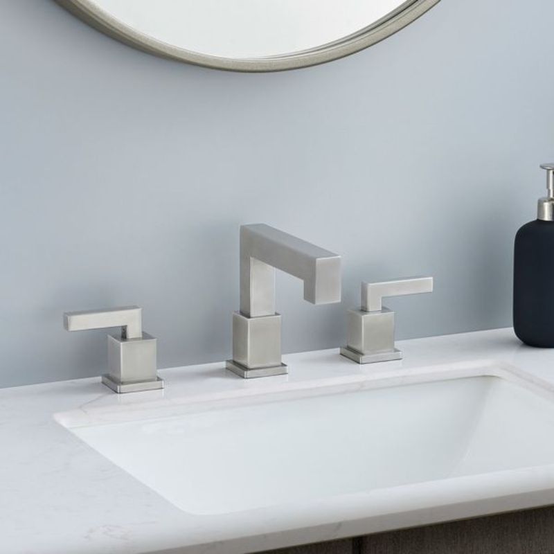 Moderno rubinetto per lavabo a cascata con 2 maniglie, finitura spazzolata, diffuso, nichelato, per bagno, con 3 rubinetti._voghion.com