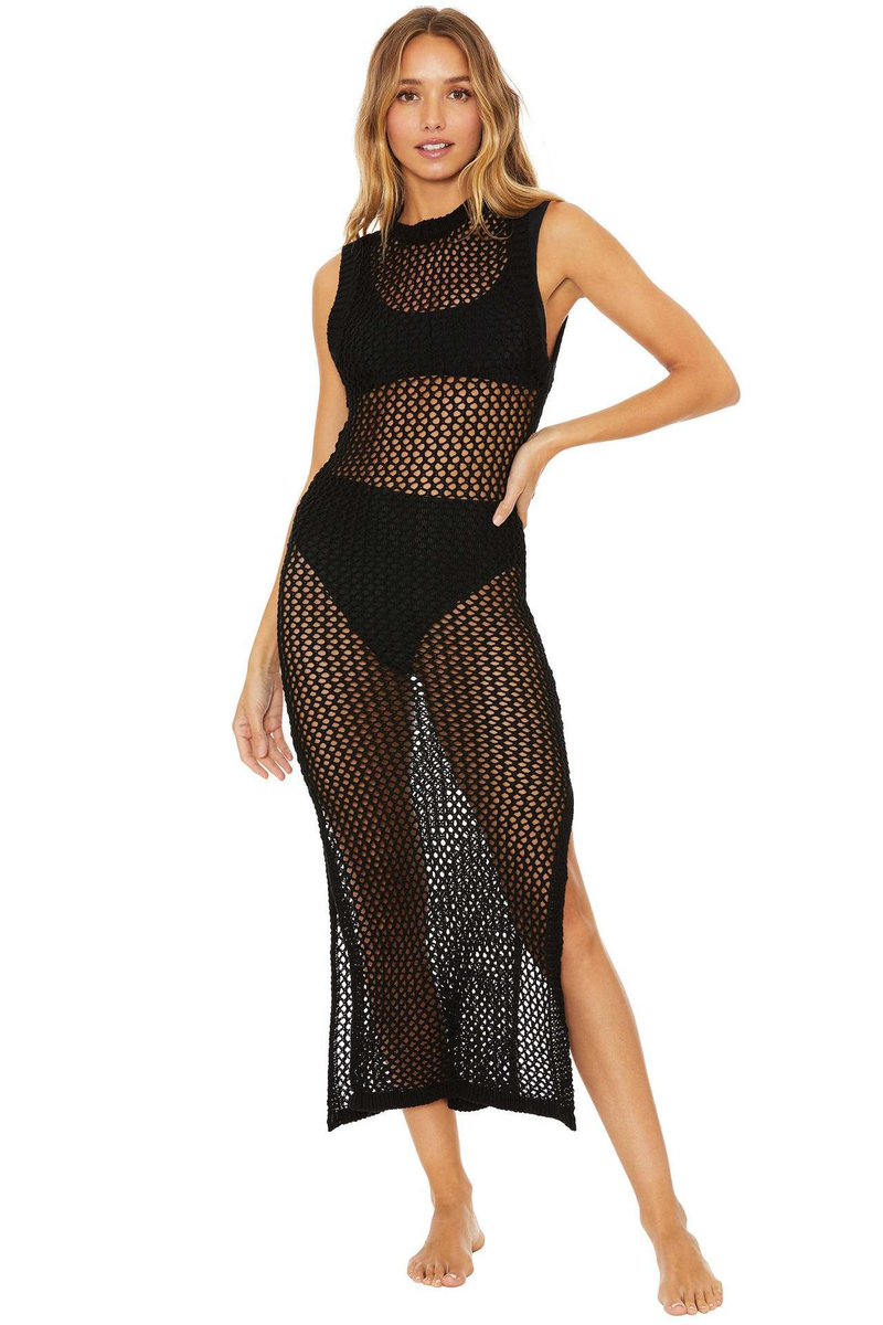 Women's hollow crochet casual beach sunscreen Joker bikini cover swimsuit beach mesh top._voghion.com