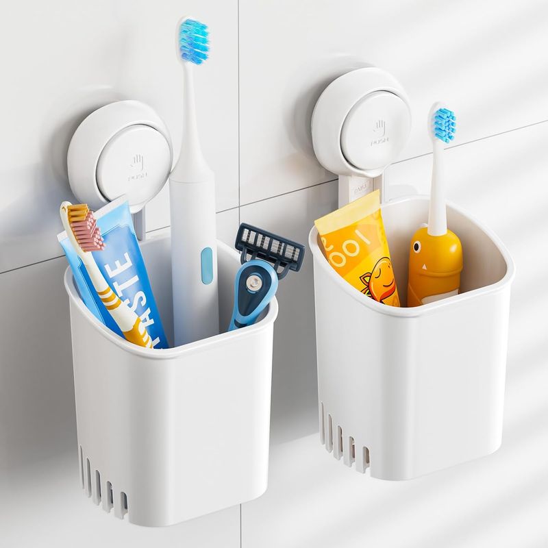 TAILI 2 Pack Tumblers - Wall Replacement, Suction Cup, Toothbrush/Toothpaste Holder EU_voghion.com
