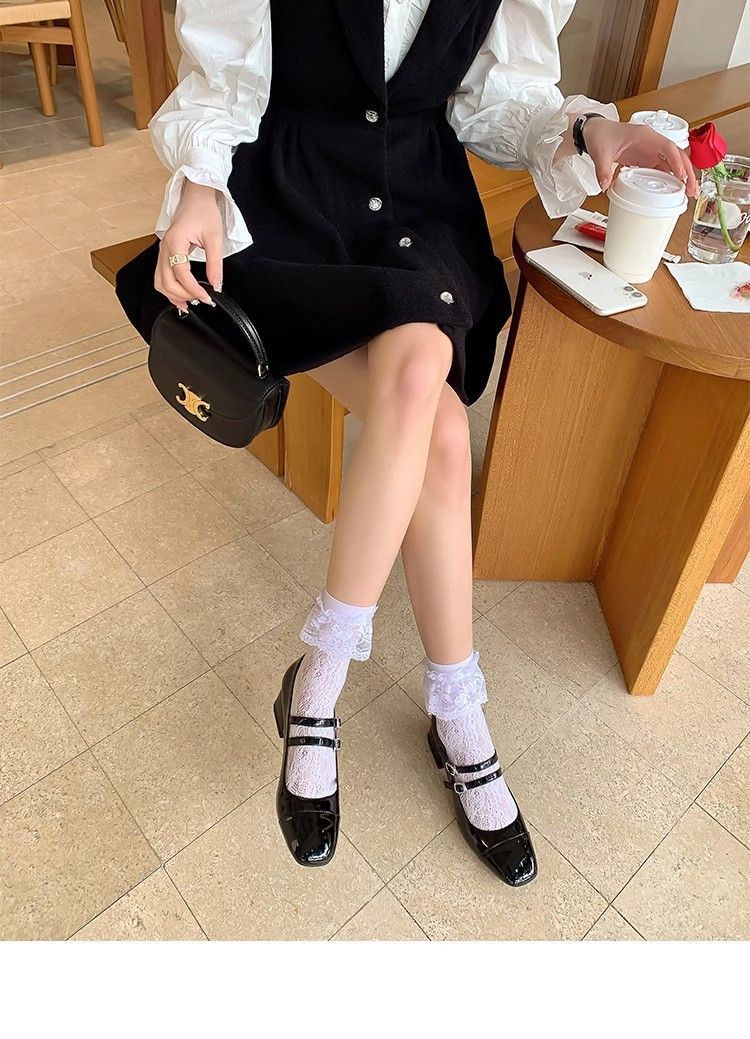 French Fairy Elegant Temperament Single Summer New Style Paired With Skirts Height Increasing Slimming Chunky Heel Mary_voghion.com