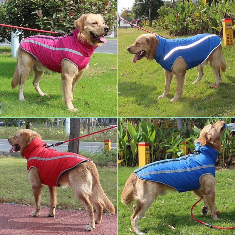 Winter Warm Coat Waterproof Jacket With Fleece Lining Pets For Large And Medium Dogs, Reflective Vest, Bulldog Labrador By PawParty Store_voghion.com
