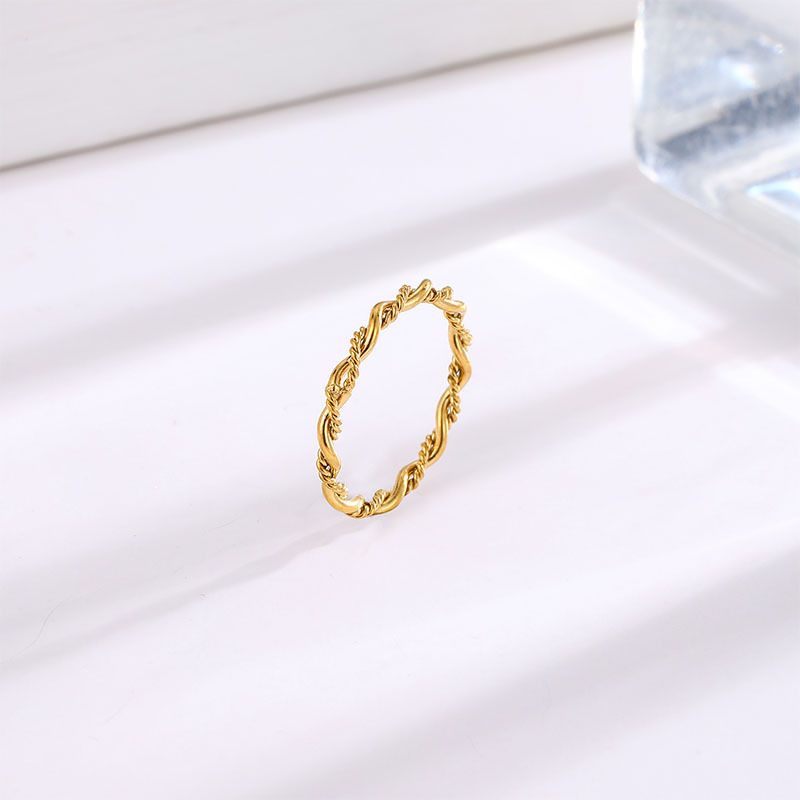 Simple Thin Fried Dough Twists Double Loop Titanium Steel Ring Designed By Female Minority, High-level, Light And_voghion.com