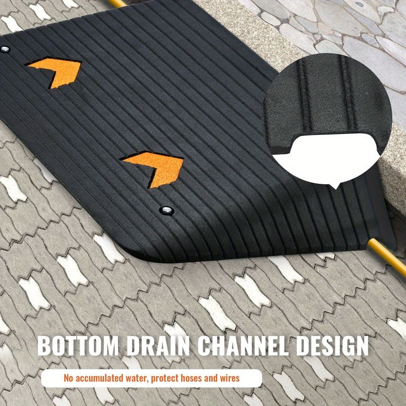 Upgraded 4" Rise Rubber Threshold Ramp With Single Channel | Non-Slip Textured Surface | Heavy-Duty Design Supports 33, 069 Lbs | Ideal For Wheelchairs, Scooters, And Shelf Liners_voghion.com