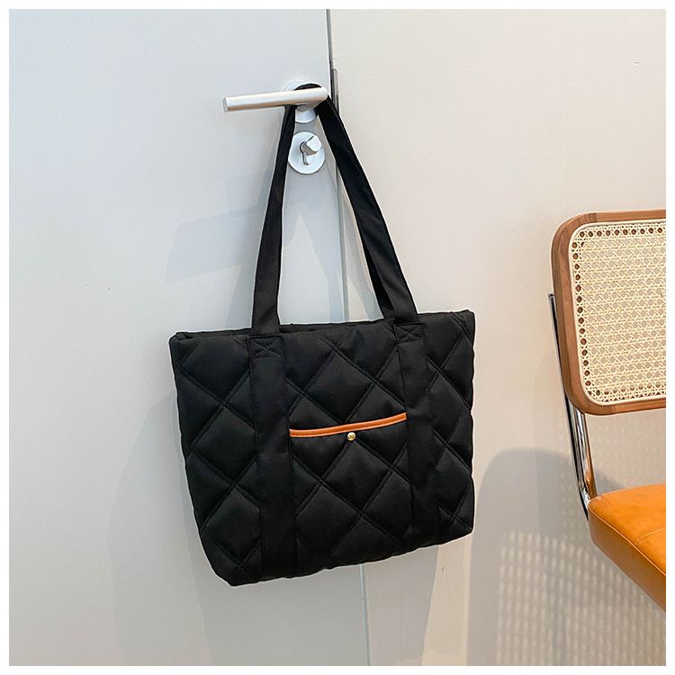Borsa a tracolla da donna Chao Fashion, borsa a tracolla imbottita in cotone, semplice borsa tote di grande capacità_voghion.com