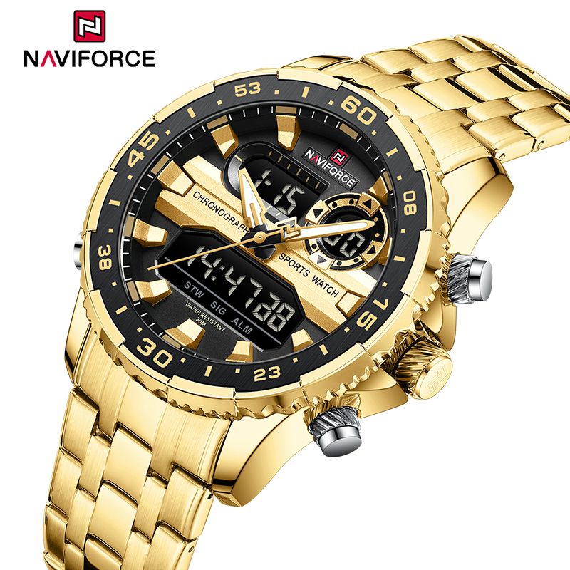 Fashion Brand Black Gold Men Watch Fashion Luxury Quartz Wrist Watches Sport Waterproof Stainless Steel Strap Mens Watches_voghion.com