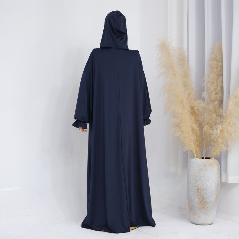 Women's Clothing Solid Color Hooded Casual Robe_voghion.com