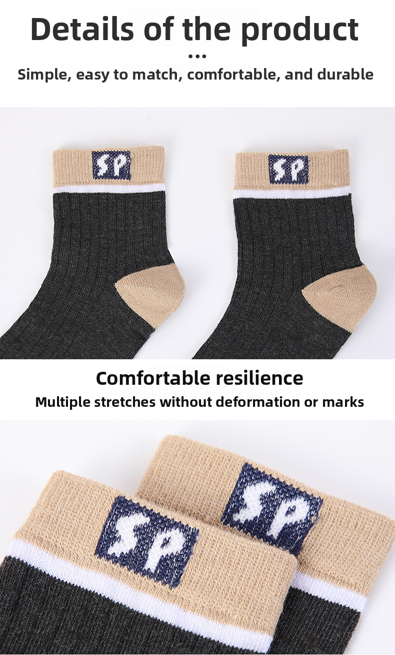 Autumn Winter Mid-Calf Versatile Breathable Sports Casual SP Letter Cotton Business Simple Men's Socks_voghion.com