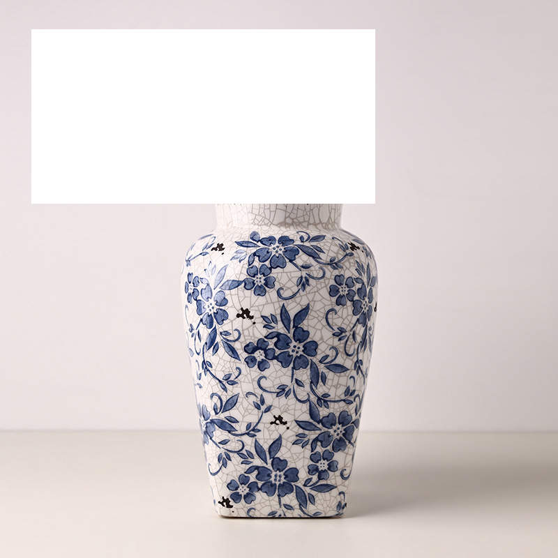 Behanmei retro ledus saplaisājusi zili balta porcelāna vāze Amerikāņu keramikas mājas dekorēšanas rotājumi vāze hidroponiska ziedu ierīce_voghion.com